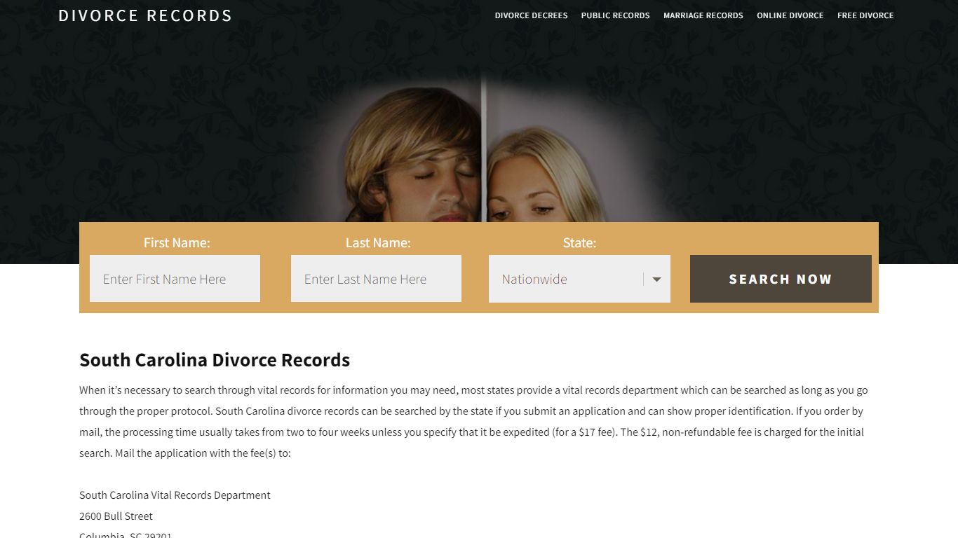 South Carolina Divorce Records | Enter Name & Search | 14 Days FREE